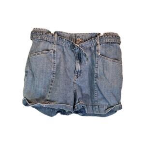 MNG Women's Size XL Blue Denim Belted Shorts w/pockets